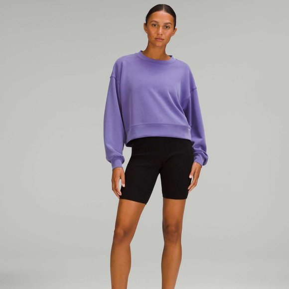 NWOT Lululemon Perfectly Oversized Cropped Crew *Softstreme - Charged Indigo - Picture 1 of 8